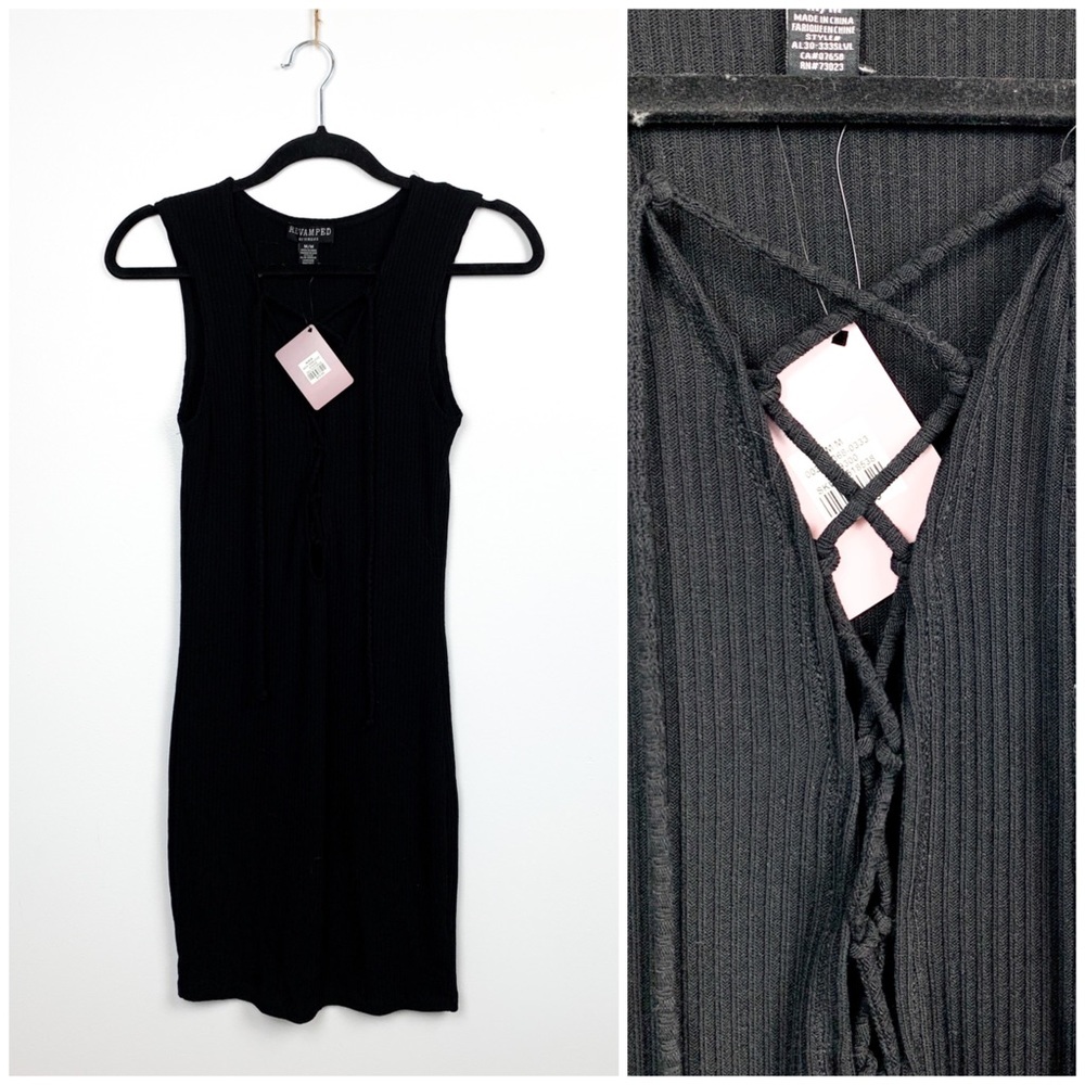 NWT Plunge Tied V-Neck Black Dress